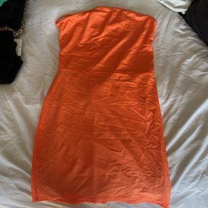 Superdown Orange Strapless Dress
